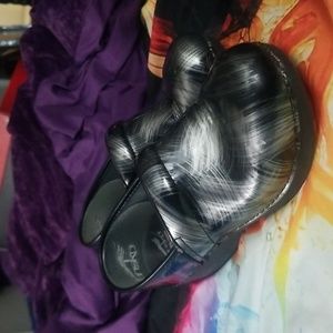 Dansko XP 2.0 Pewter Brush Patent Clogs Shoes Size 38 Silver Black Medical Nurse